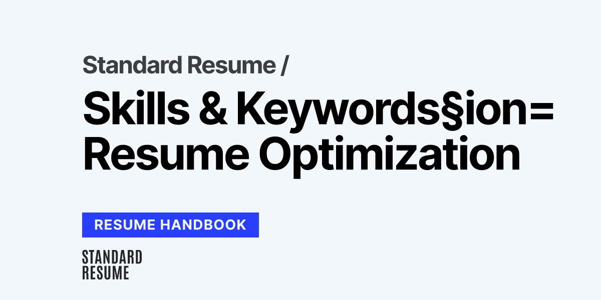 Resume Optimization: Skills & Keywords | The Resume Handbook - Resume Keywords For Skilled Professionals